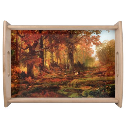 Autumnal Trees in Cresheim Glen Philadelphia Serving Tray