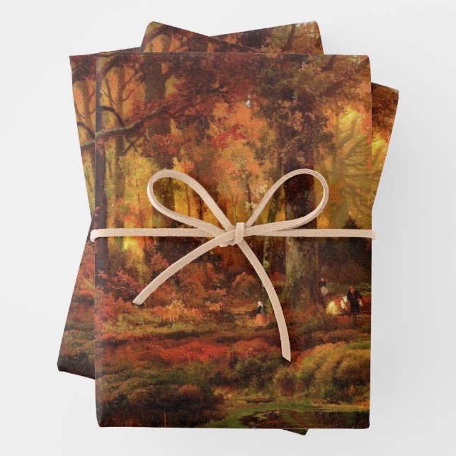Autumnal Trees in Cresheim Glen (Philadelphia) Wrapping Paper Sheets (In situ)