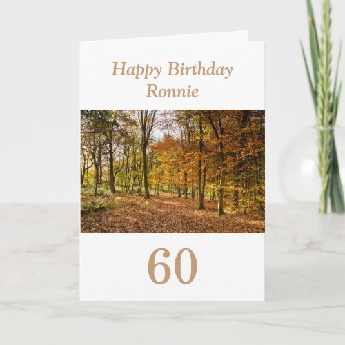Autumnal Trees Personalized 60th Birthday Card