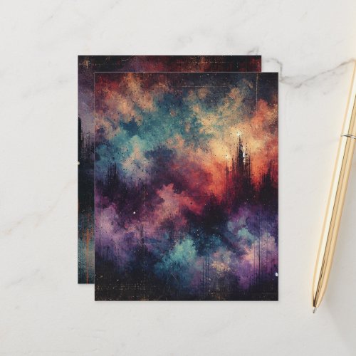 Autumnal Twilight Distressed Ink Scrapbook Paper