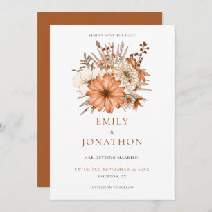 Autumnal Watercolor Florals Wedding Save The Date