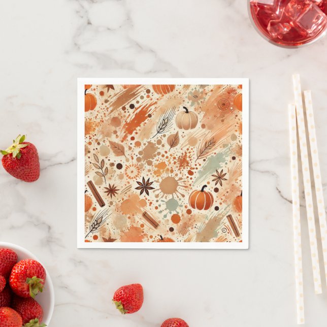 Autumnal Watercolor Pumpkin Spice Découpage Napkins (Insitu)