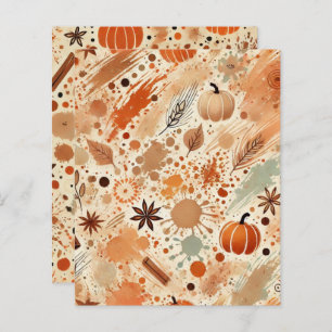 Autumnal Watercolor Pumpkin Spice Scrapbook Paper
