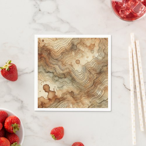 Autumnal Watercolor Wood Grain Découpage Napkins