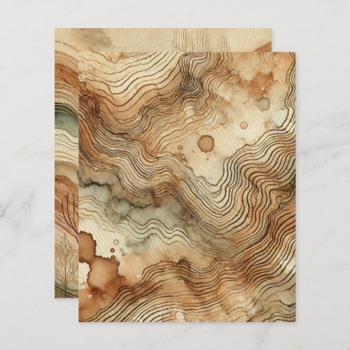 Autumnal Watercolor Wood Grain Scrapbook Paper