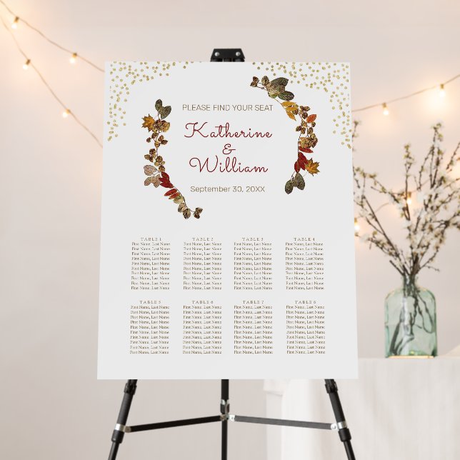 Autumnal Wedding Seating Plan Foam Board (In Situ (Stand))