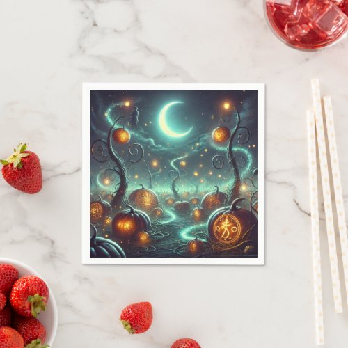 Autumnal Whimsigoth Magic Pumpkin Patch Decoupage Napkins