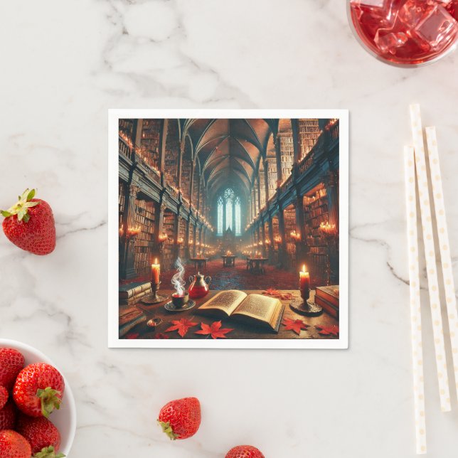 Autumnal Whimsigoth Magical Library Decoupage Napkins (Insitu)