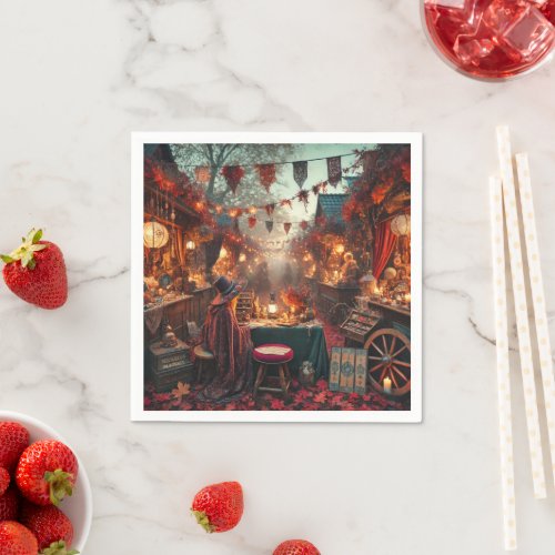 Autumnal Whimsigoth Magical Marketplace Decoupage Napkins