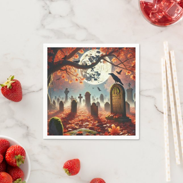 Autumnal Whimsigoth Mysterious Graveyard Decoupage Napkins (Insitu)