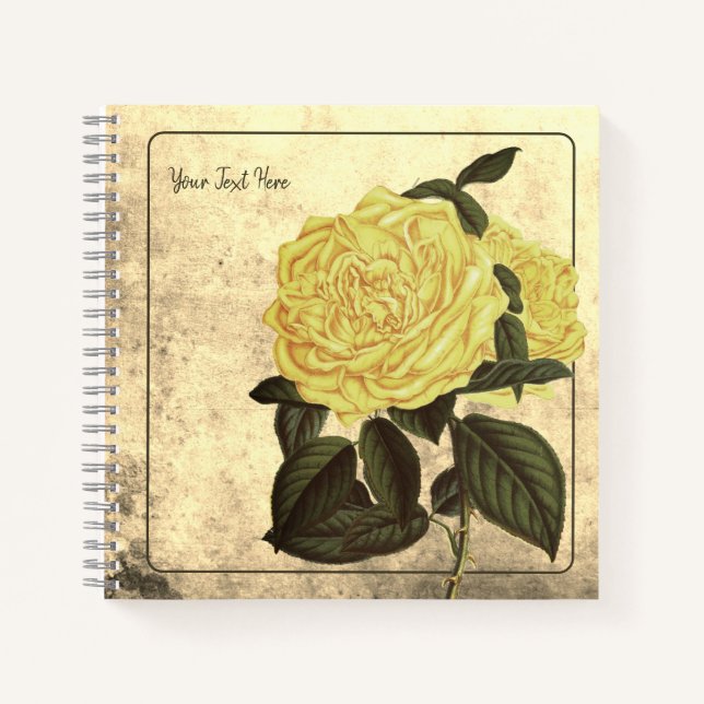 Autumnal Yellow Rose Vintage Notebook (Front)