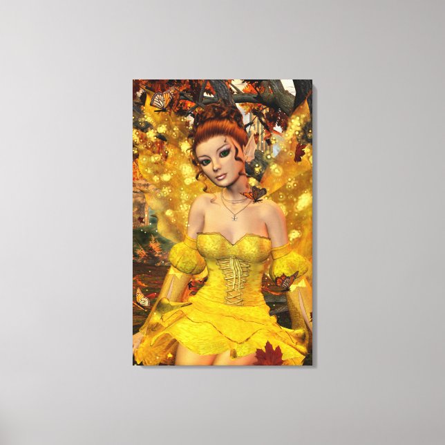 Autumn's Dance Fae Fantasy Art Canvas Print (Front)
