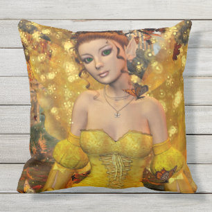 Autumns Dance Fae Fantasy Art Throw Pillow