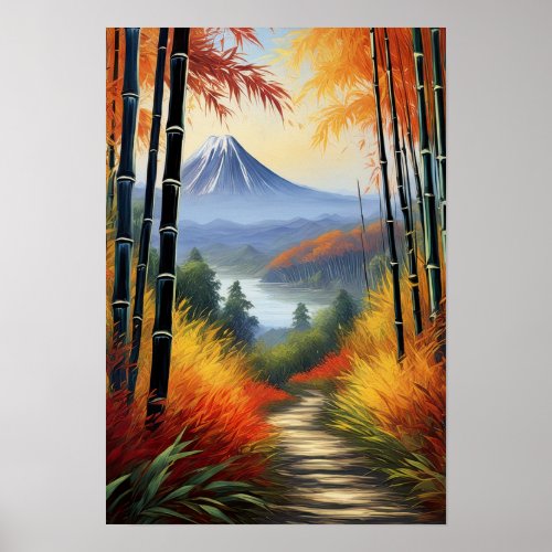 Autumns Embrace Bamboo Forest Valley Poster
