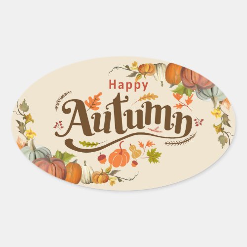 Autumns Fall Pumpkin Oval Sticker