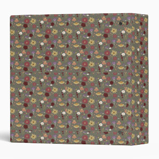 Autumn's Floral Embrace Green Background 3 Ring Binder