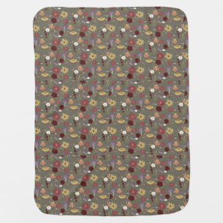 Autumn's Floral Embrace Green Background Baby Blanket