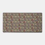 Autumn's Floral Embrace Green Background Desk Mat