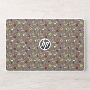 Autumn's Floral Embrace Green Background HP Laptop Skin