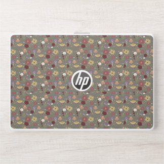 Autumn's Floral Embrace Green Background HP Laptop Skin