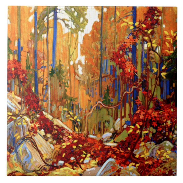 Autumn's Garland, fine art by Tom Thomson, Ceramic Tile (Front)