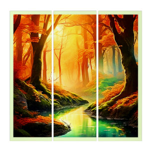 Autumn's Golden Whisper Triptych