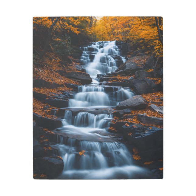 Autumn's Whispering Falls - Metal Print (Front)