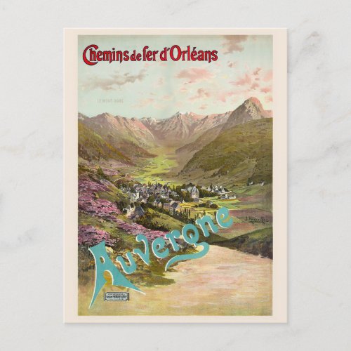 Auvergne France Vintage Poster 1898 Postcard