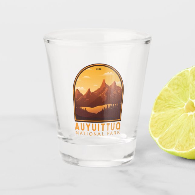 Auyuittuq National Park Canada Travel Vintage Shot Glass (Front)