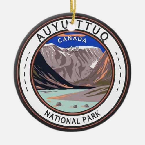 Auyuittuq National Park Canada Vintage Badge Ceramic Ornament