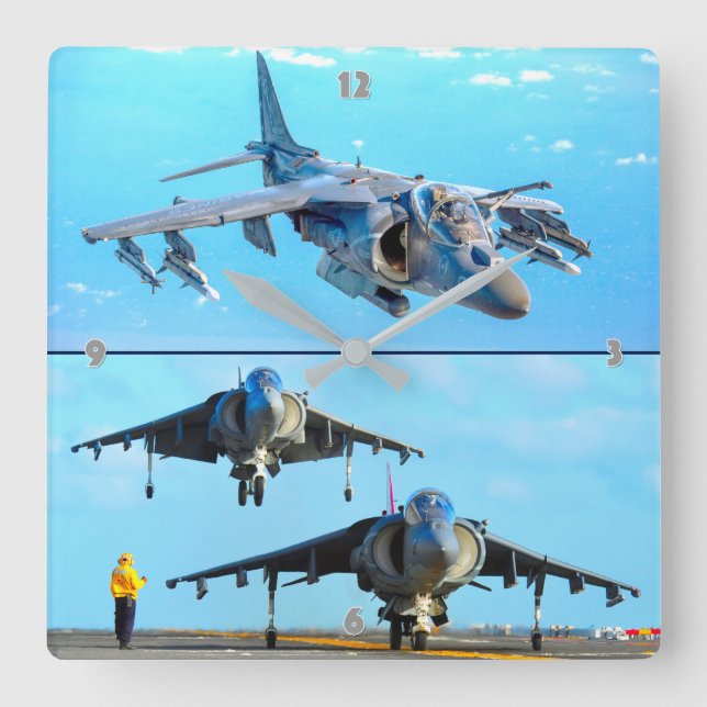 AV-8B HARRIER II SQUARE WALL CLOCK (Front)