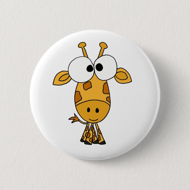 AV- Funny Giraffe Cartoon Pinback Button (Front)