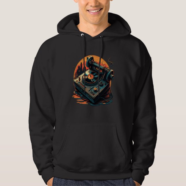 AV Technician Turntable Audio Sound Music Record V Hoodie (Front)