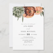 AVA Bohemian Terracotta Floral Succulent Wedding Invitation (Front)