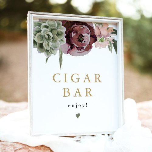 AVA Boho Burgundy Succulent Cigar Bar Sign