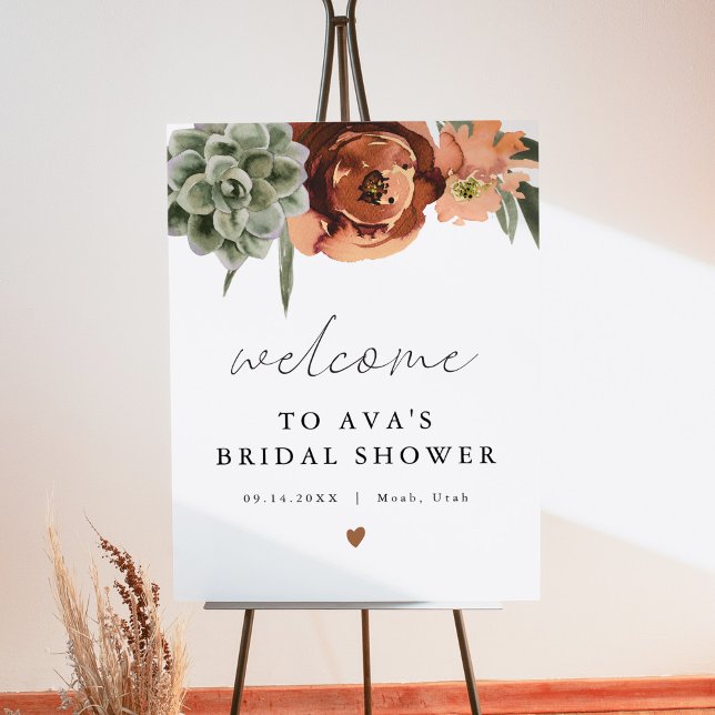 AVA Boho Terracotta & Succulent Bridal Welcome Foam Board (Creator Uploaded)