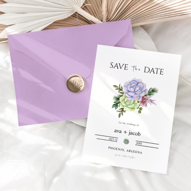 AVA Cactus Floral Succulent Desert Save the Date Invitation (Creator Uploaded)