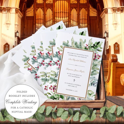 Ava Christmas Greenery Catholic Wedding Program