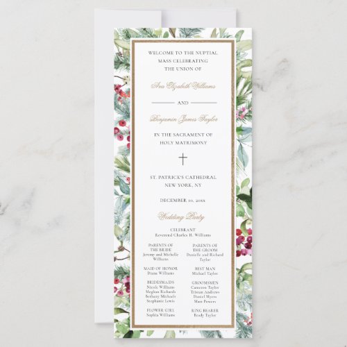 Ava Christmas Greenery Catholic Wedding Program