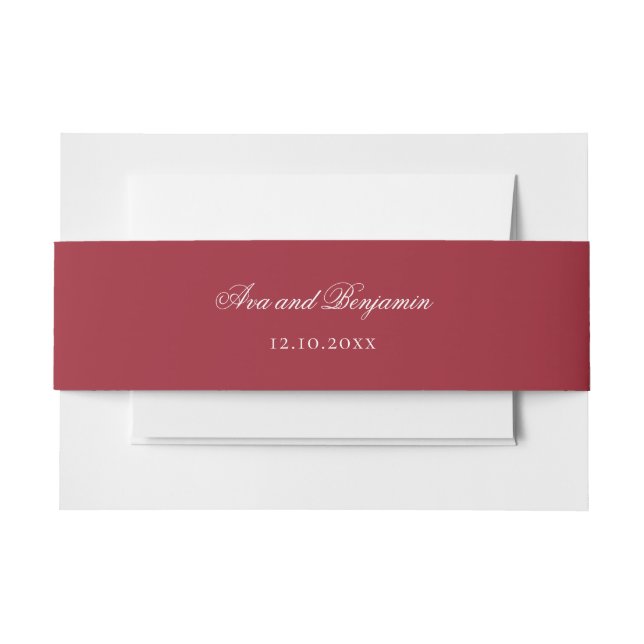 Ava Christmas Red Winter Wedding Invitation Belly  Band (Front Example)