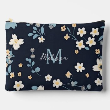 Ava Floral Blossom Monogrammed Accessory Pouch by Letsrendevoo at Zazzle