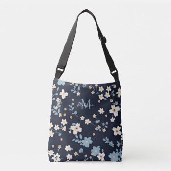 Ava Floral Blossom Monogrammed Crossbody Bag by Letsrendevoo at Zazzle
