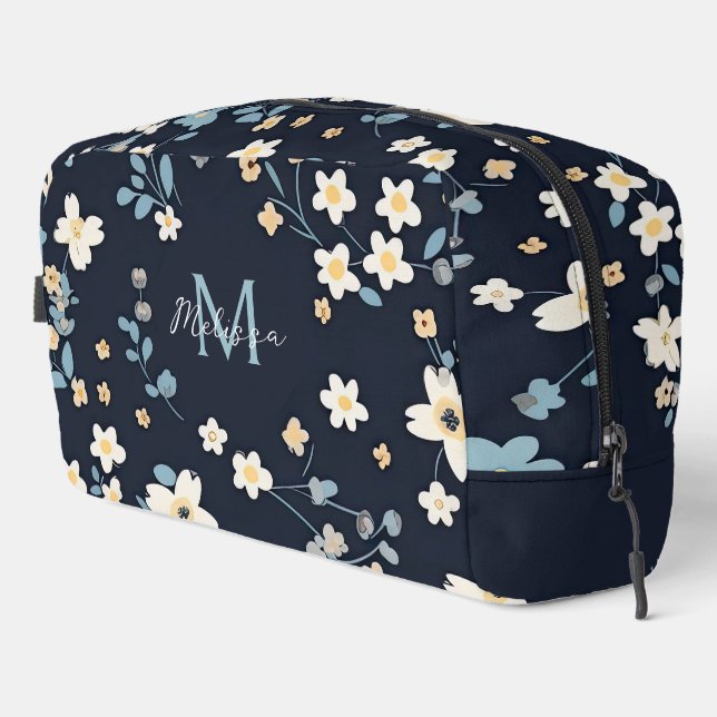 Ava Floral Blossom Monogrammed Dopp Kit (Right Corner)