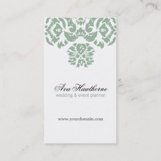 Ava Gray Damask Floral Chic Business Card Vertical