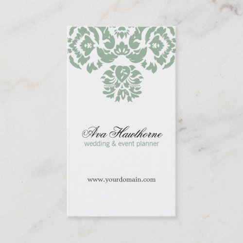Ava Gray Damask Floral Chic Business Card Vertical