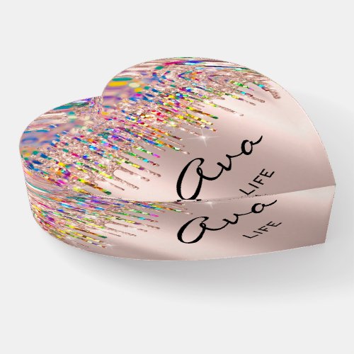 Ava Holographic Rose Unicorn Heart Name Meaning Paperweight