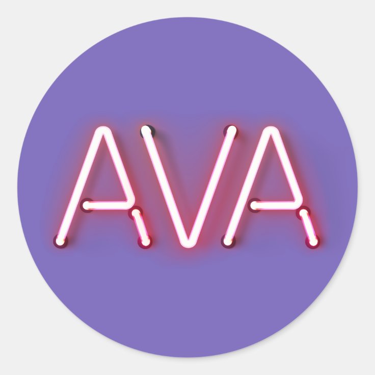 Ava name in glowing neon lights classic round sticker | Zazzle