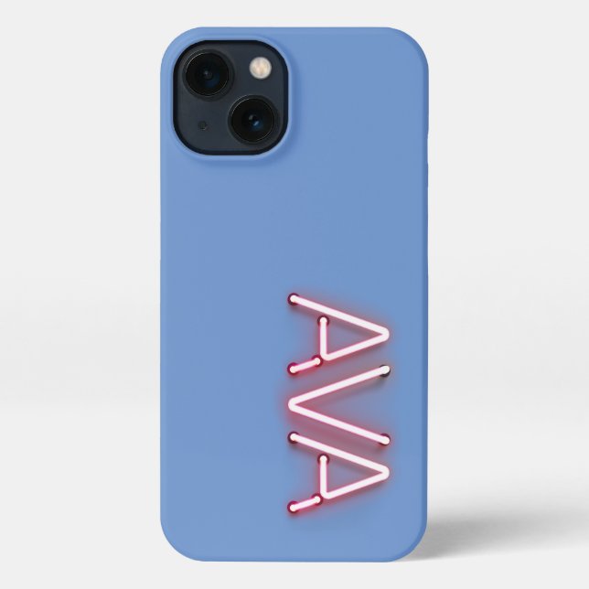 Ava name in glowing neon lights iPhone case (Back)