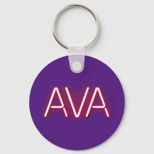 Ava name in glowing neon lights keychain