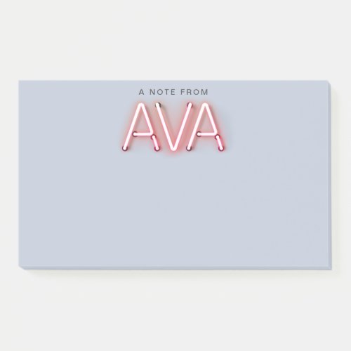 Ava name in glowing neon lights post_it notes